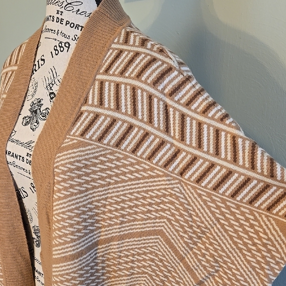 Striped Tan and Cream Cardigan - Picture 2 of 5